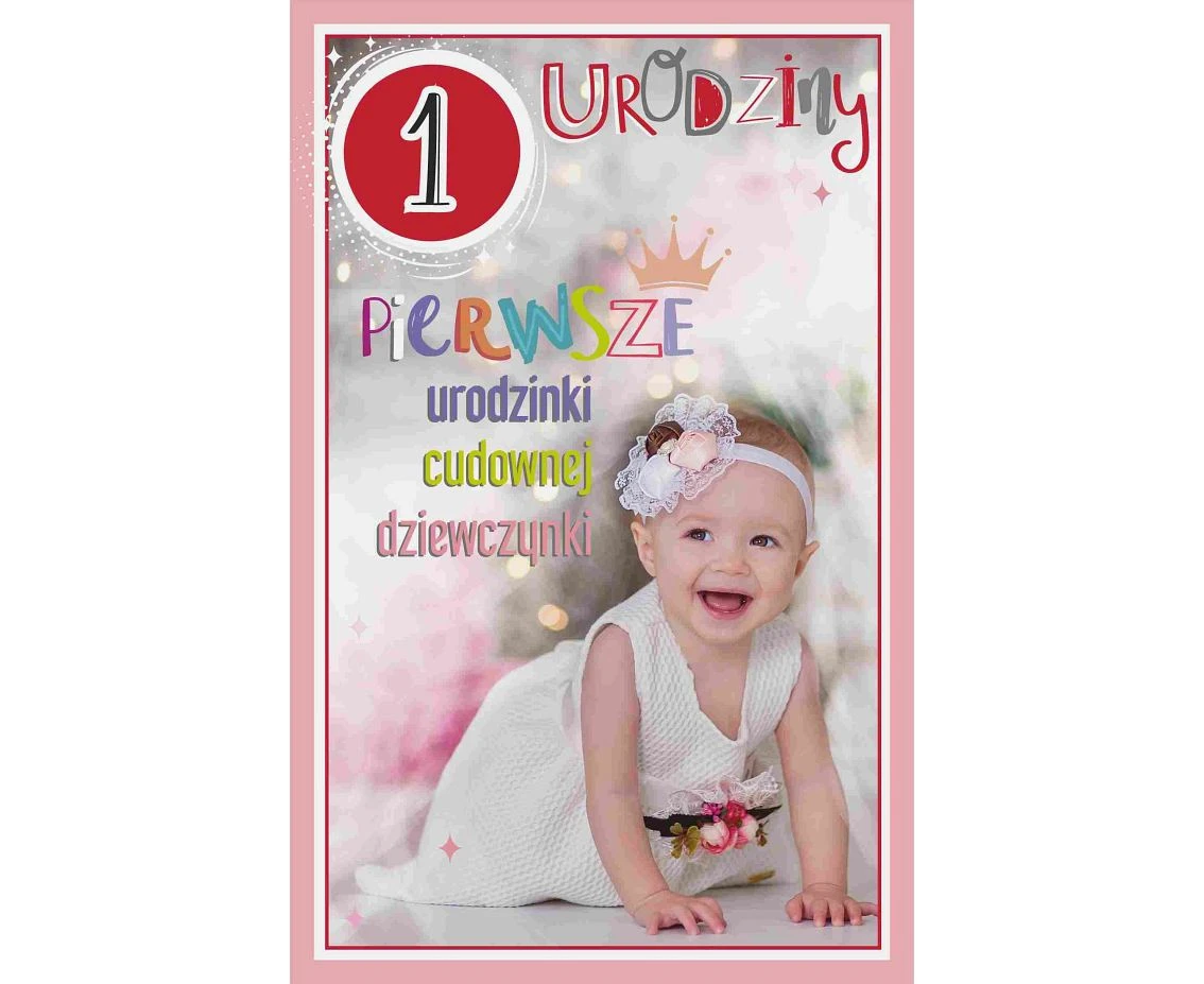Birthday Card 1th Birthday, Girl, 13x20,5 cm